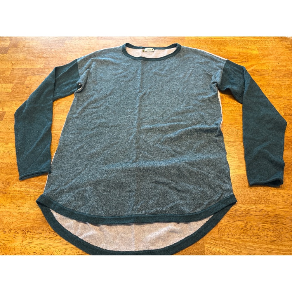 Smartwool Womens Colorblock Merino Wool Blend Tunic Sweater Teal Gray Small